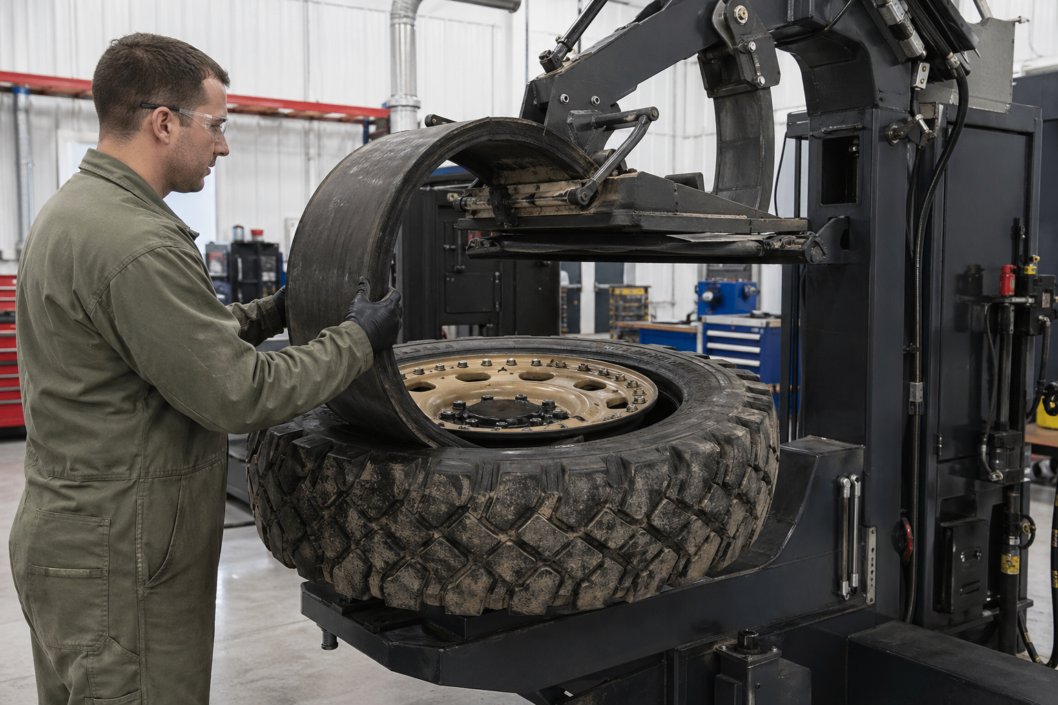Controlled removal of a military run-flat insert from a heavy tire assembly